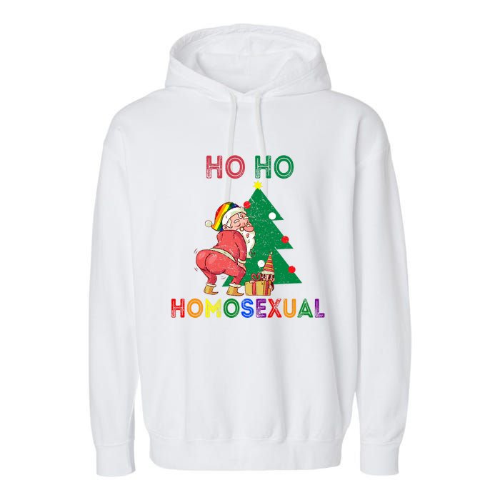 Ho Ho Ho Sexual Gay Santa LGBT Pride Rainbow Christmas Xmas Holiday Garment-Dyed Fleece Hoodie