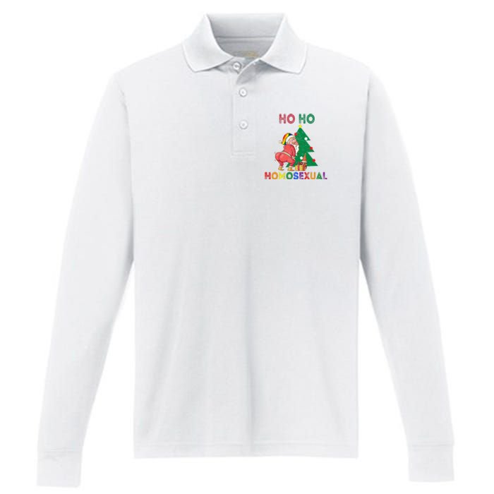 Ho Ho Ho Sexual Gay Santa LGBT Pride Rainbow Christmas Xmas Holiday Performance Long Sleeve Polo