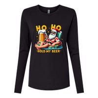 Ho Ho Hold My Beer Christmas In July Summer Santa Sunglasses Womens Cotton Relaxed Long Sleeve T-Shirt