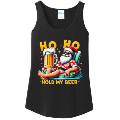 Ho Ho Hold My Beer Christmas In July Summer Santa Sunglasses Ladies Essential Tank