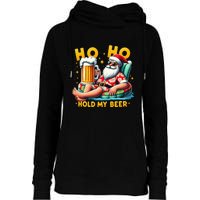 Ho Ho Hold My Beer Christmas In July Summer Santa Sunglasses Womens Funnel Neck Pullover Hood