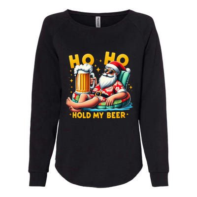 Ho Ho Hold My Beer Christmas In July Summer Santa Sunglasses Womens California Wash Sweatshirt