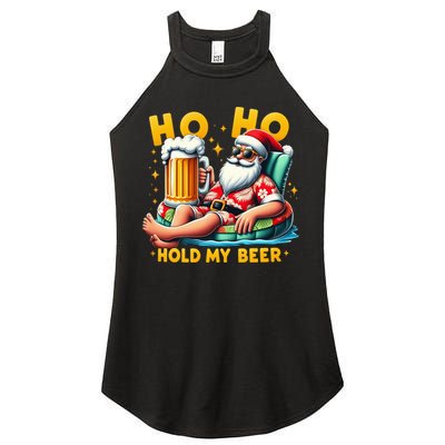 Ho Ho Hold My Beer Christmas In July Summer Santa Sunglasses Women's Perfect Tri Rocker Tank