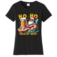 Ho Ho Hold My Beer Christmas In July Summer Santa Sunglasses Women's T-Shirt