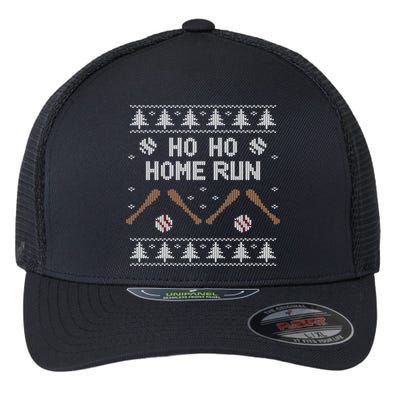 Ho Ho HOME Run Funny Ugly Christmas Baseball lover Flexfit Unipanel Trucker Cap