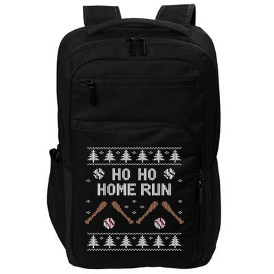 Ho Ho HOME Run Funny Ugly Christmas Baseball lover Impact Tech Backpack
