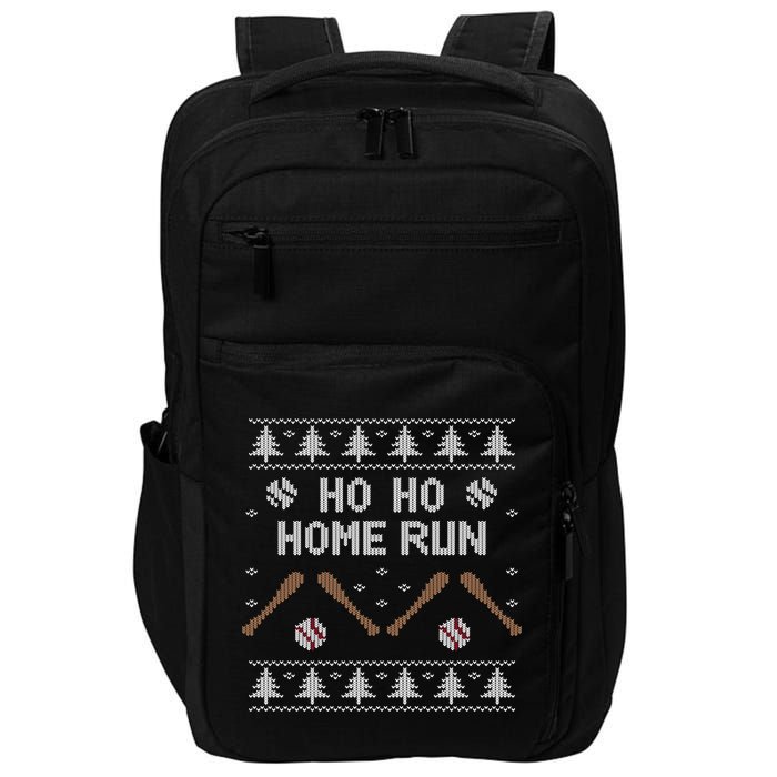 Ho Ho HOME Run Funny Ugly Christmas Baseball lover Impact Tech Backpack