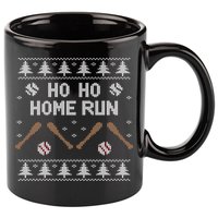 Ho Ho HOME Run Funny Ugly Christmas Baseball lover 11oz C Handle Ceramic Mug