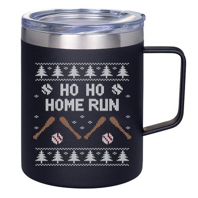 Ho Ho HOME Run Funny Ugly Christmas Baseball lover 12oz Stainless Steel Coffee Mug