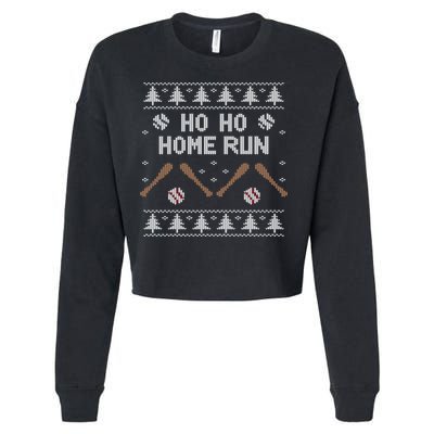 Ho Ho HOME Run Funny Ugly Christmas Baseball lover Cropped Pullover Crew