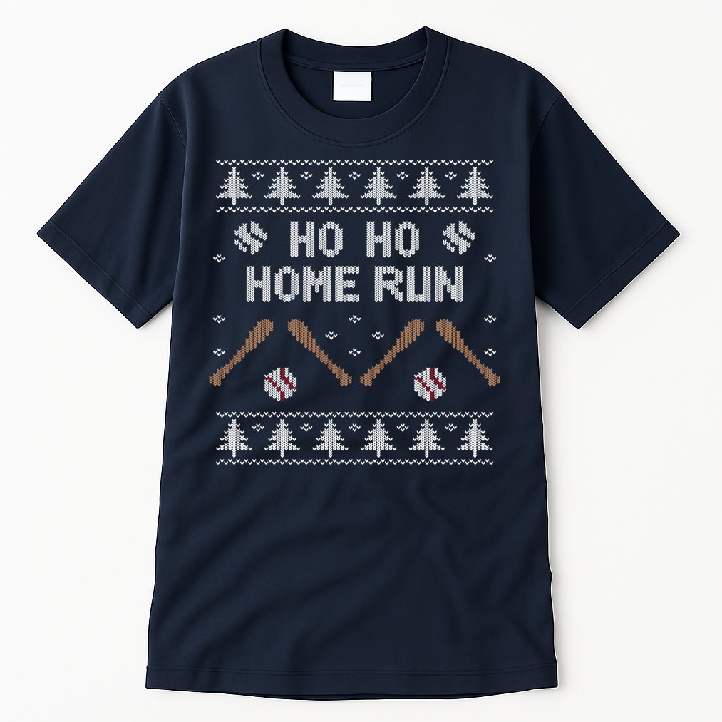 Ho Ho HOME Run Funny Ugly Christmas Baseball lover Tall T-Shirt