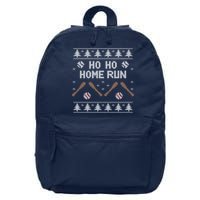 Ho Ho HOME Run Funny Ugly Christmas Baseball lover 16 in Basic Backpack
