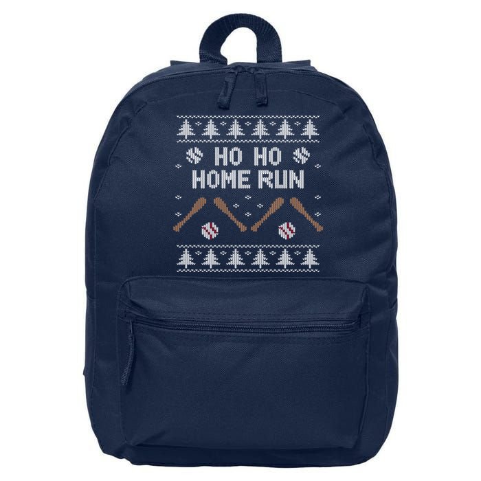 Ho Ho HOME Run Funny Ugly Christmas Baseball lover 16 in Basic Backpack