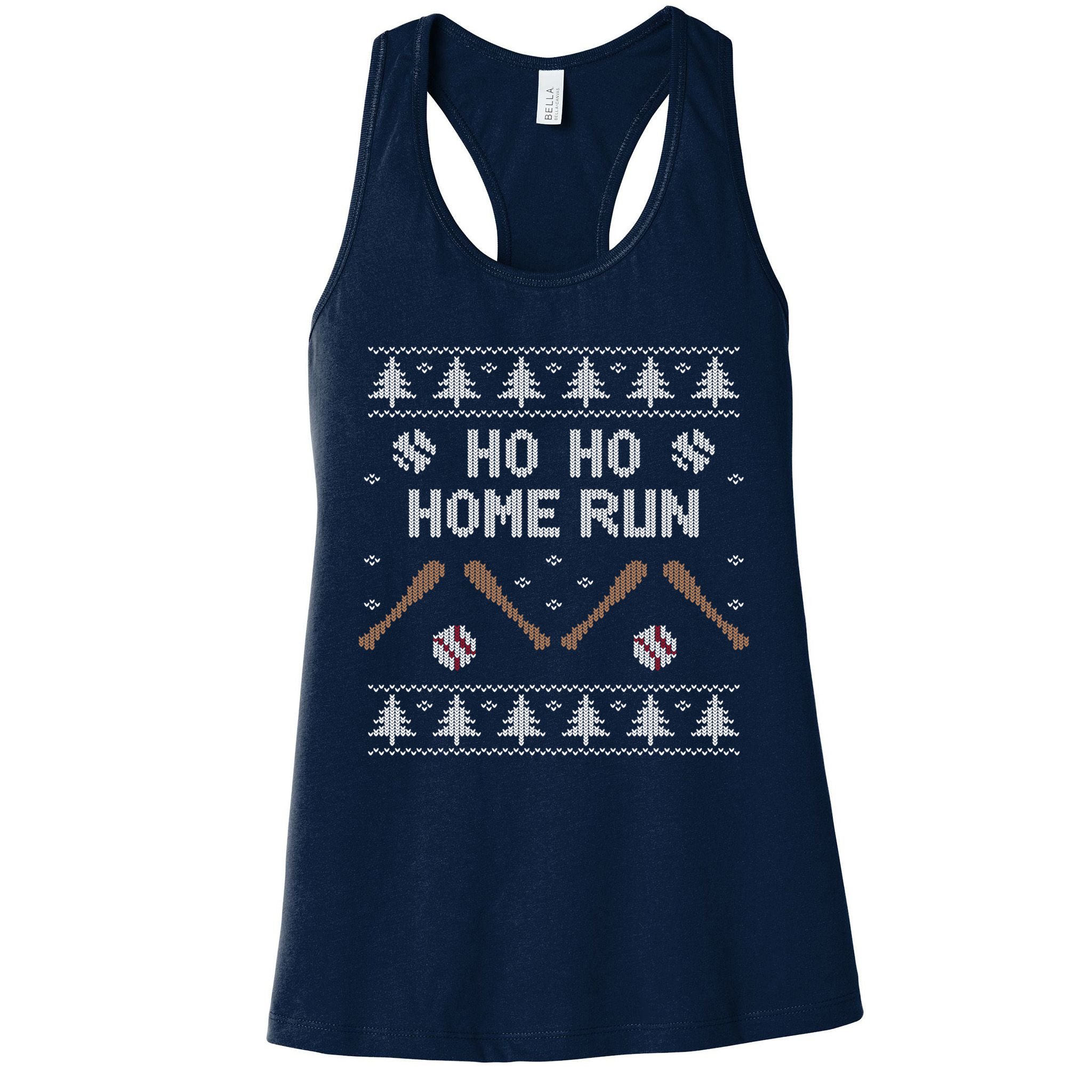 Ho Ho HOME Run Funny Ugly Christmas Baseball lover Womens Tank Top