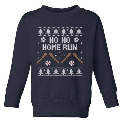 Ho Ho HOME Run Funny Ugly Christmas Baseball lover Toddler Sweatshirt