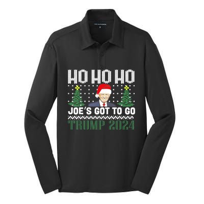 Ho Ho Ho JoeS Got To Go Trump 2024 Ugly Sweater Christmas Silk Touch Performance Long Sleeve Polo