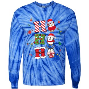 Ho Ho Ho Funny Xmas Christmas Pajamas Santa Penguin Gift Tie-Dye Long Sleeve Shirt