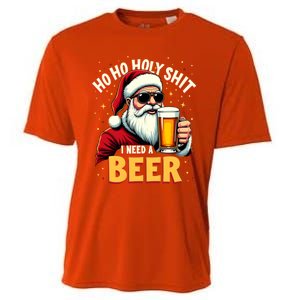 Ho Ho Holy Shit I Need A Beer Funny Santa Christmas Ing Gift Cooling Performance Crew T-Shirt