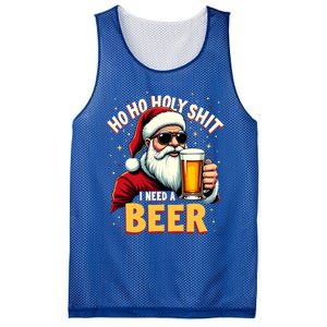 Ho Ho Holy Shit I Need A Beer Funny Santa Christmas Ing Gift Mesh Reversible Basketball Jersey Tank