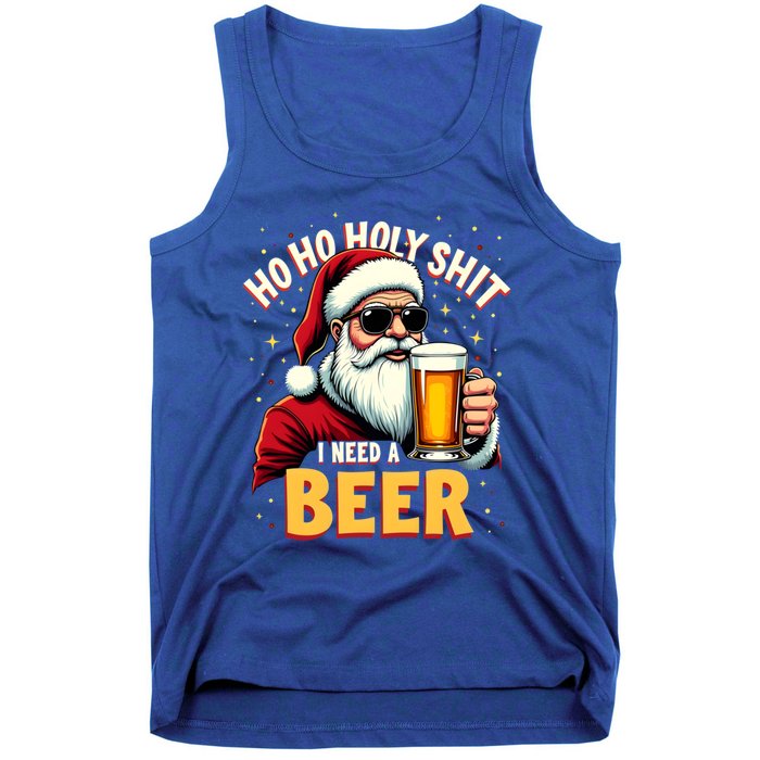 Ho Ho Holy Shit I Need A Beer Funny Santa Christmas Ing Gift Tank Top