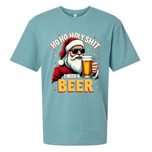 Ho Ho Holy Shit I Need A Beer Funny Santa Christmas Ing Gift Sueded Cloud Jersey T-Shirt