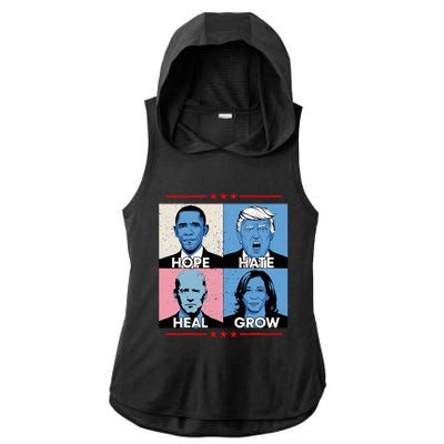 Hope Hate Heal Grow Political Leaders Ladies PosiCharge Tri-Blend Wicking Draft Hoodie Tank