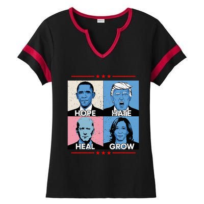 Hope Hate Heal Grow Political Leaders Ladies Halftime Notch Neck Tee