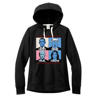 Hope Hate Heal Grow Political Leaders Women's Fleece Hoodie