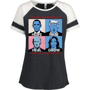 Hope Hate Heal Grow Political Leaders Enza Ladies Jersey Colorblock Tee