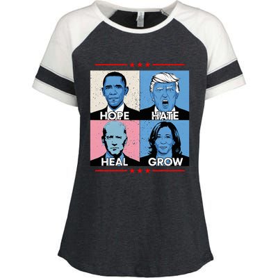 Hope Hate Heal Grow Political Leaders Enza Ladies Jersey Colorblock Tee