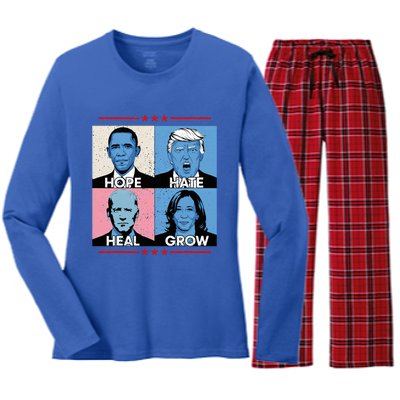 Hope Hate Heal Grow Political Leaders Women's Long Sleeve Flannel Pajama Set 