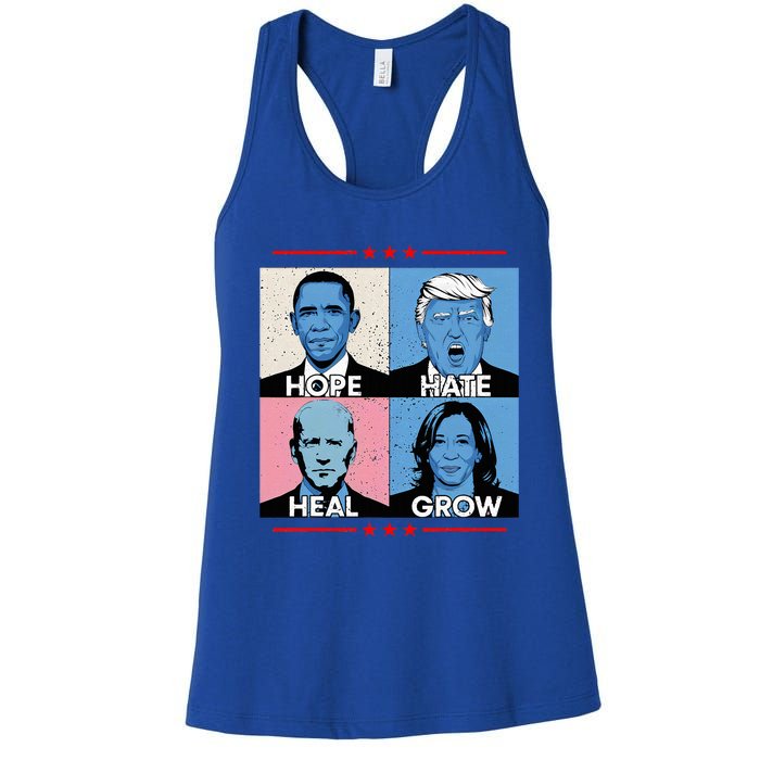 Hope Hate Heal Grow Political Leaders Women's Racerback Tank