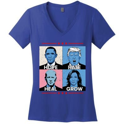 Hope Hate Heal Grow Political Leaders Women's V-Neck T-Shirt