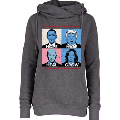 Hope Hate Heal Grow Political Leaders Womens Funnel Neck Pullover Hood