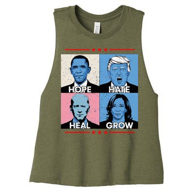 Hope Hate Heal Grow Political Leaders Women's Racerback Cropped Tank