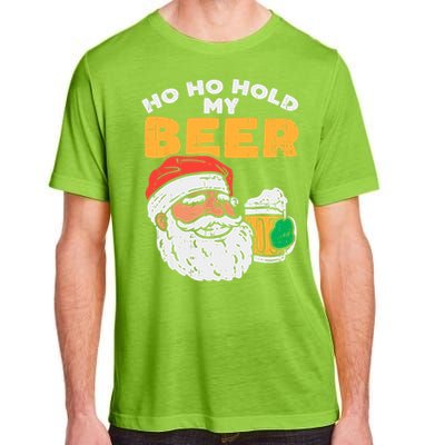 Ho Ho Hold My Beer Santa Funny Christmas Beer Lover Adult ChromaSoft Performance T-Shirt