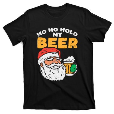 Ho Ho Hold My Beer Santa Funny Christmas Beer Lover T-Shirt