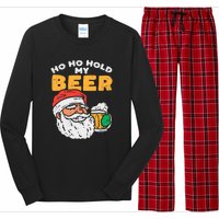 Ho Ho Hold My Beer Santa Funny Christmas Beer Lover Long Sleeve Pajama Set