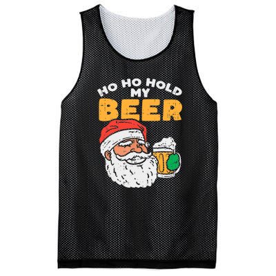 Ho Ho Hold My Beer Santa Funny Christmas Beer Lover Mesh Reversible Basketball Jersey Tank