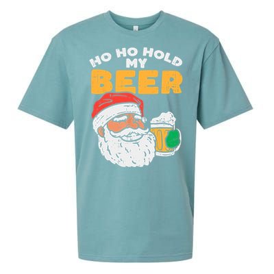 Ho Ho Hold My Beer Santa Funny Christmas Beer Lover Sueded Cloud Jersey T-Shirt