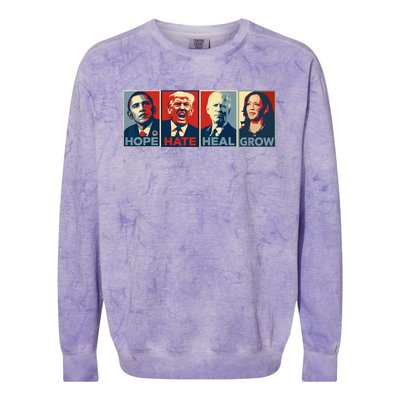 Hope Hate Heal Grow Vote Kamala 2024 Colorblast Crewneck Sweatshirt