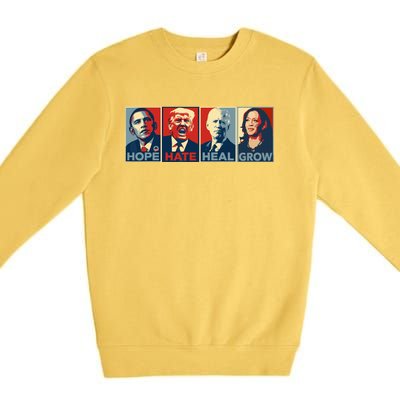 Hope Hate Heal Grow Vote Kamala 2024 Premium Crewneck Sweatshirt