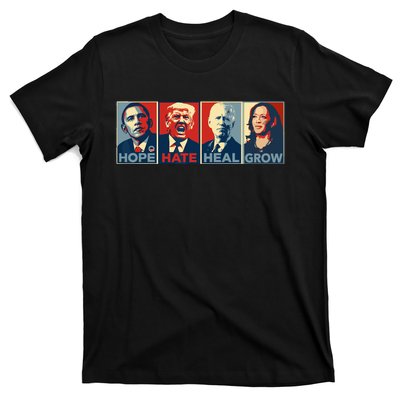 Hope Hate Heal Grow Vote Kamala 2024 T-Shirt