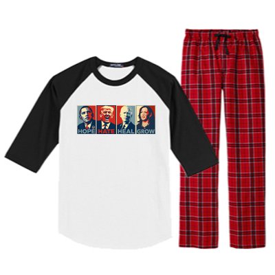 Hope Hate Heal Grow Vote Kamala 2024 Raglan Sleeve Pajama Set