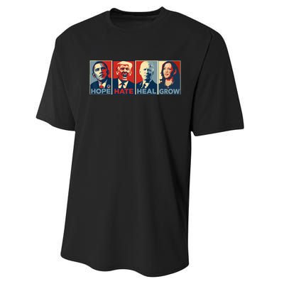 Hope Hate Heal Grow Vote Kamala 2024 Performance Sprint T-Shirt