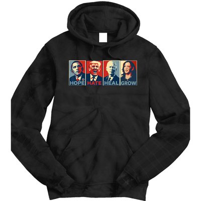 Hope Hate Heal Grow Vote Kamala 2024 Tie Dye Hoodie