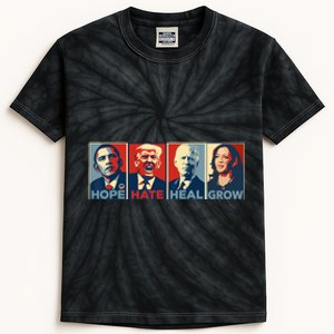 Hope Hate Heal Grow Vote Kamala 2024 Kids Tie-Dye T-Shirt