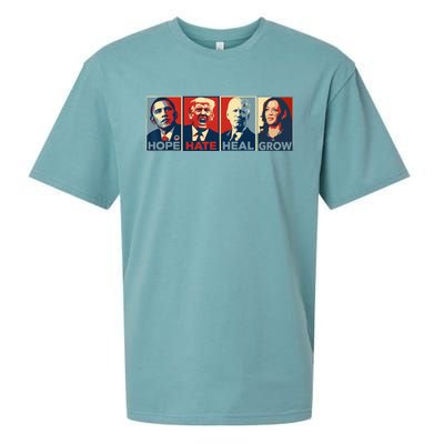 Hope Hate Heal Grow Vote Kamala 2024 Sueded Cloud Jersey T-Shirt