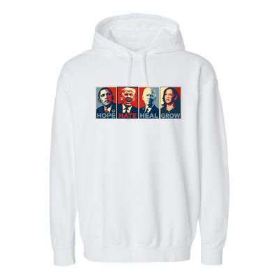 Hope Hate Heal Grow Vote Kamala 2024 Garment-Dyed Fleece Hoodie