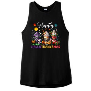 Happy Hallothanksmas Halloween Coffee Latte Thanksgiving Ladies PosiCharge Tri-Blend Wicking Tank